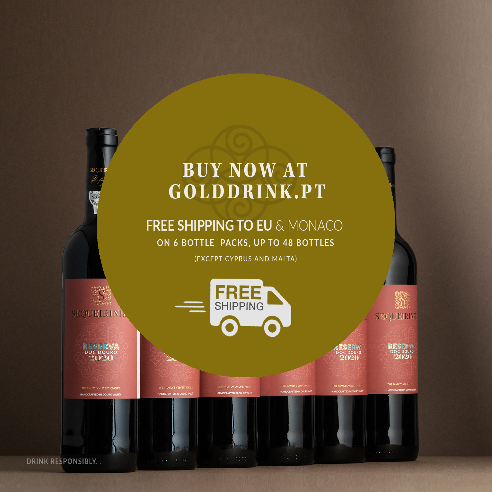 Oferta de portes grátis na loja online Golddrink